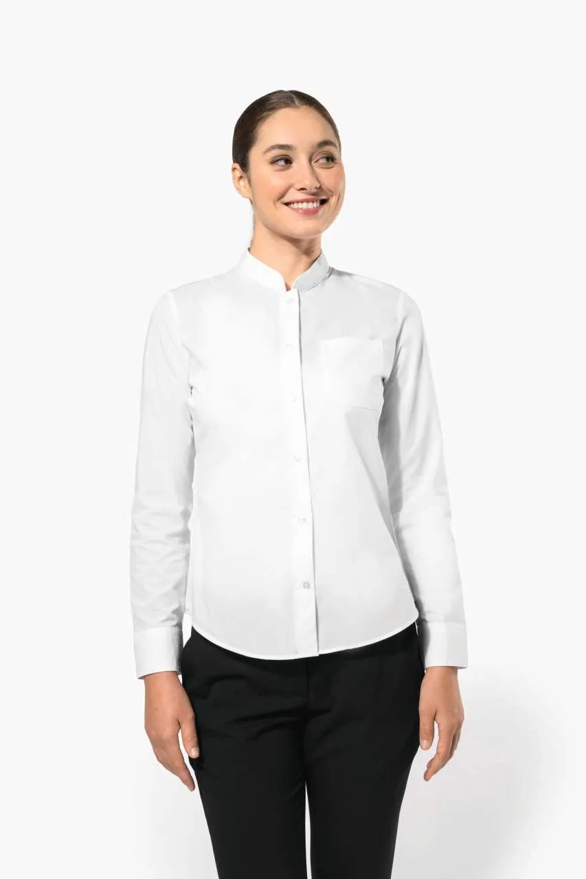 LADIES' LONG-SLEEVED MANDARIN COLLAR SHIRT